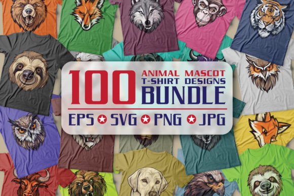 Animal Mascot T-shirts BUNDLE: 100 Premium Designs for Creators