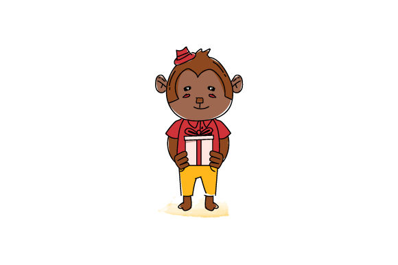 Animal Monkey Bring a Gift Box: A Playful Asset for Creative Projects
