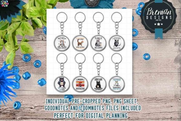 Animal Snark Keychains Digital Stickers: Elevate Your Planner Spread
