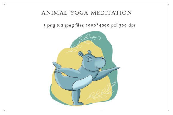 Animal Yoga Hippopotamus: A Whimsical PNG Set for Creative Projects