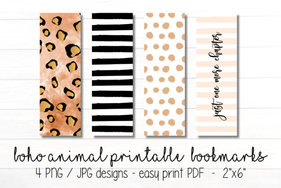 Boho Animal Print Printable Bookmarks for Book Lovers
