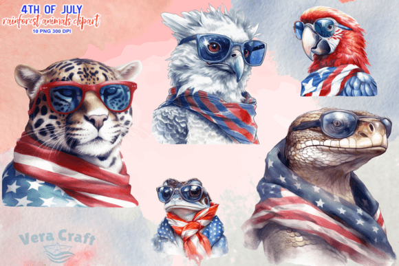 Celebrate with 4th of July Rainforest Animal Watercolor
