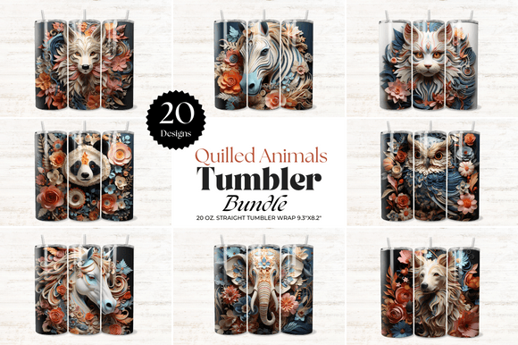 Dreamy Quilled Animal Tumbler Wraps for Sublimation Projects