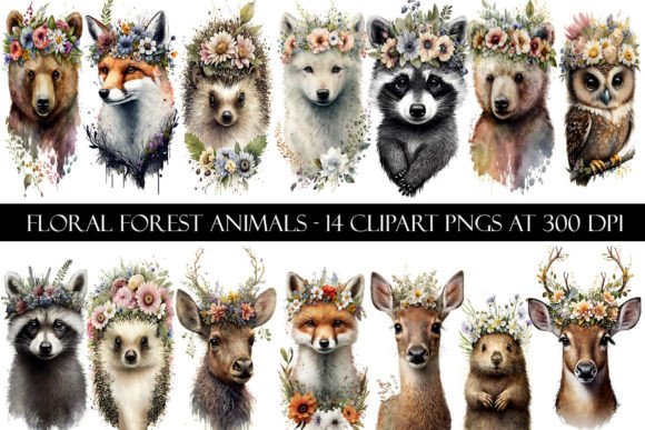 Floral Forest Animal Clipart: Enchanting Designs for Every Project