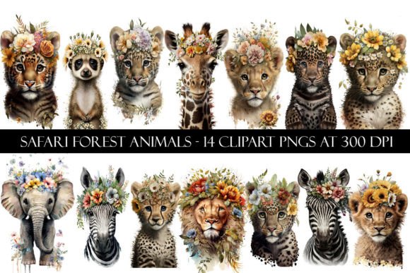 Floral Safari Animal Clipart: Unleashing Wild Elegance in Your Designs