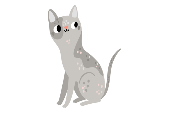 Gray Cat Sitting: A Cute Pet Character for Creative Projects