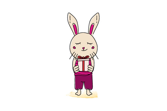 Hand Drawn Animal Bunny Bring a Gift Box: A Whimsical Design Asset