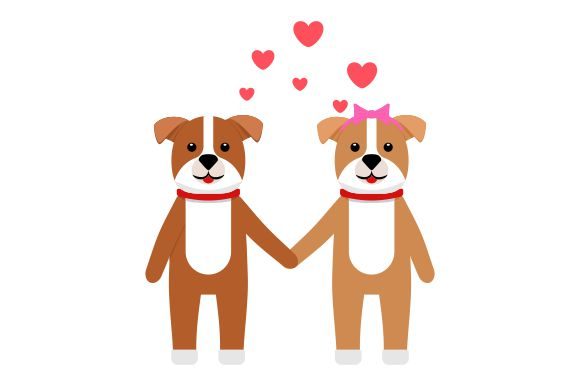 Valentine's Day Animal Couple Dog Flat: A Design Asset for Heartfelt Projects